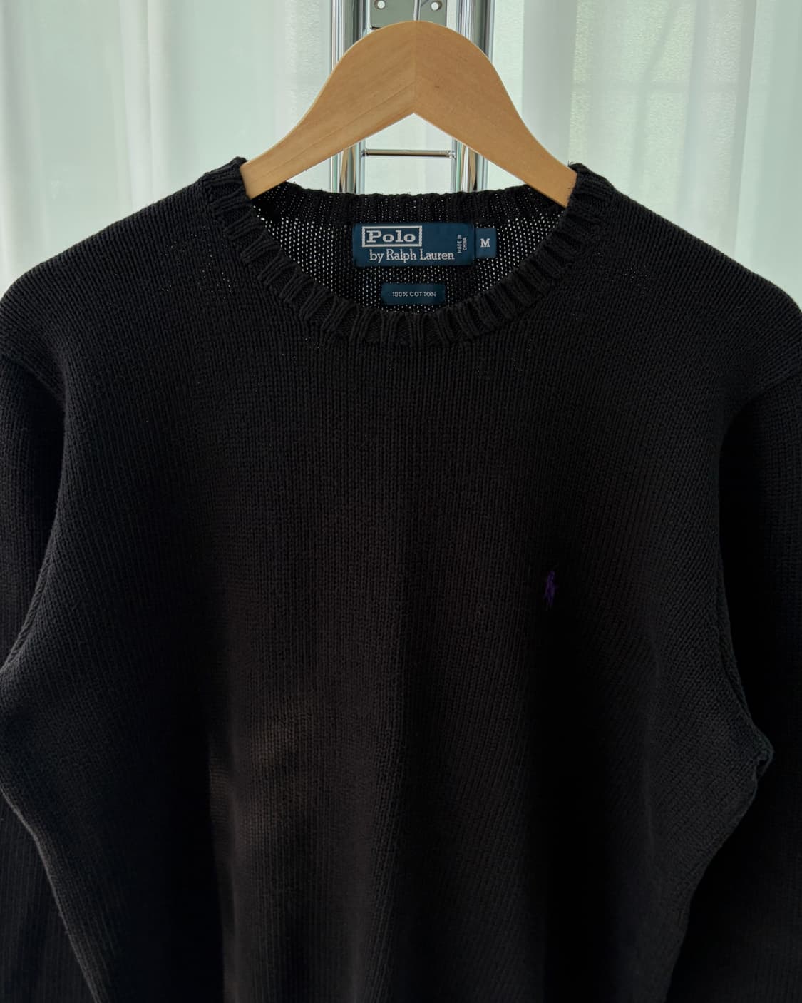 [M]폴로 랄프로렌 블랙 라운드넥 코튼 니트 상품이미지4