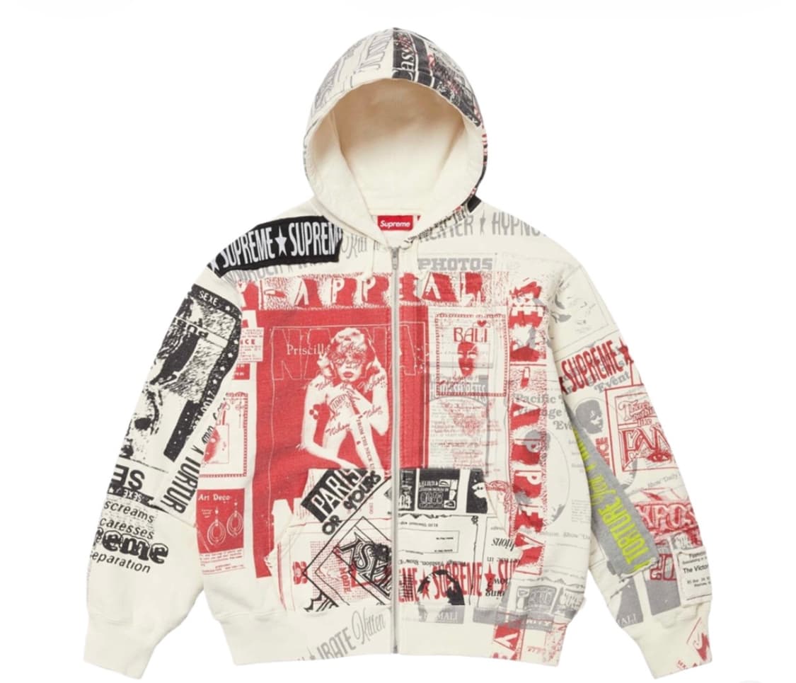 슈프림 콜라주 집업 후드 스웨트셔츠 화이트 - 24SS 상품이미지1