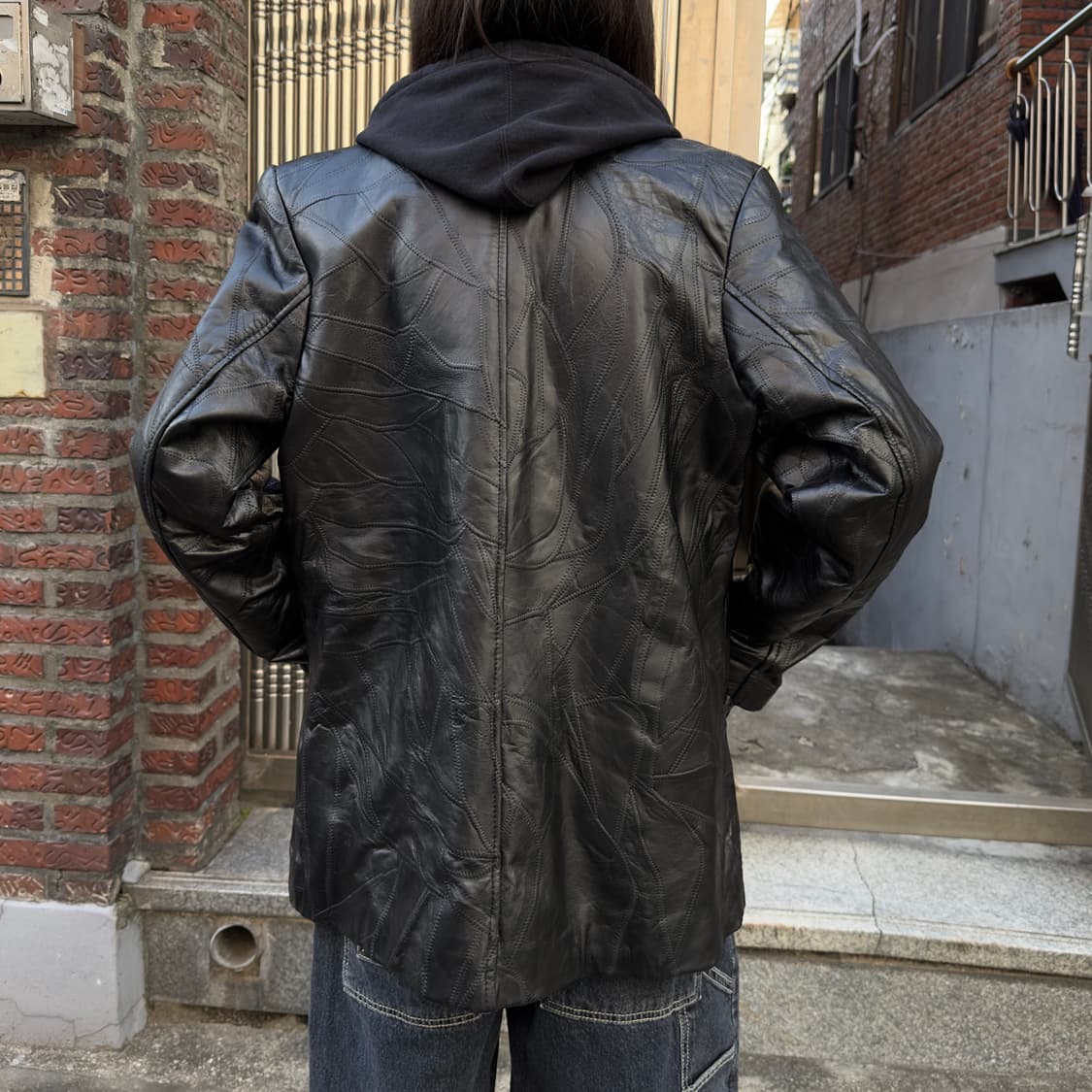 00s 미국 빈티지 스티치 가죽 자켓 상품이미지9