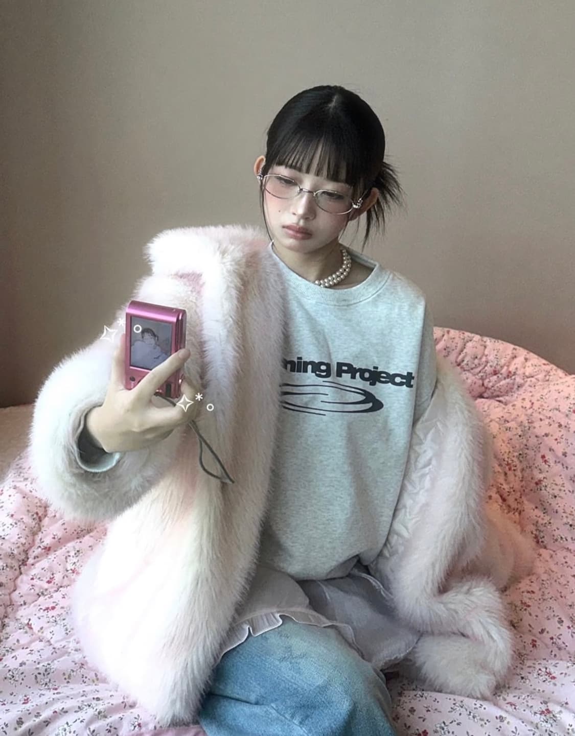 [택O, 아이브 레이 착용] 포그던 헤이즈 퍼 자켓 핑크 상품이미지1