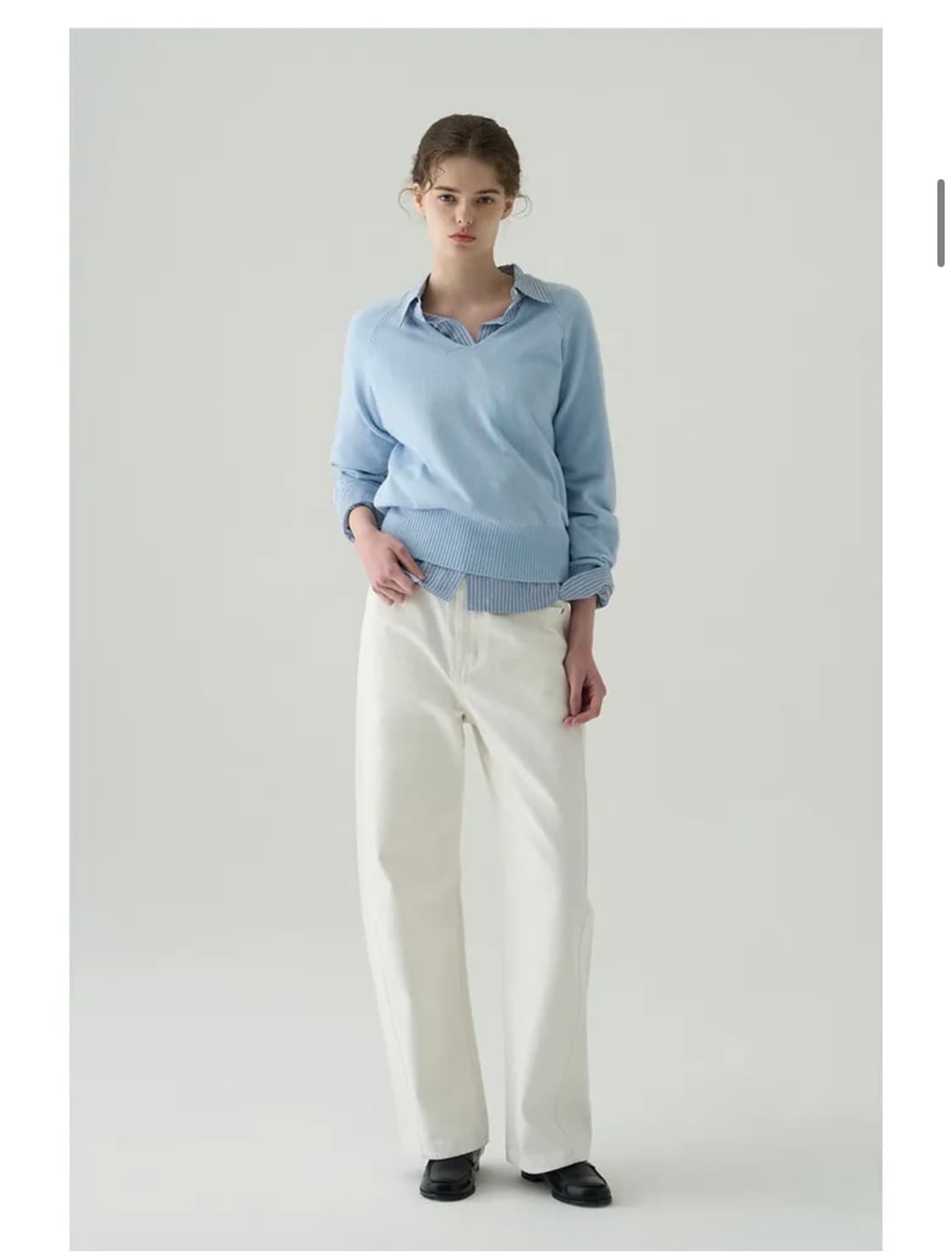 (새상품)(S) 드로우핏 우먼 커브드 와이드 핏 데님 팬츠 WHITE 상품이미지5