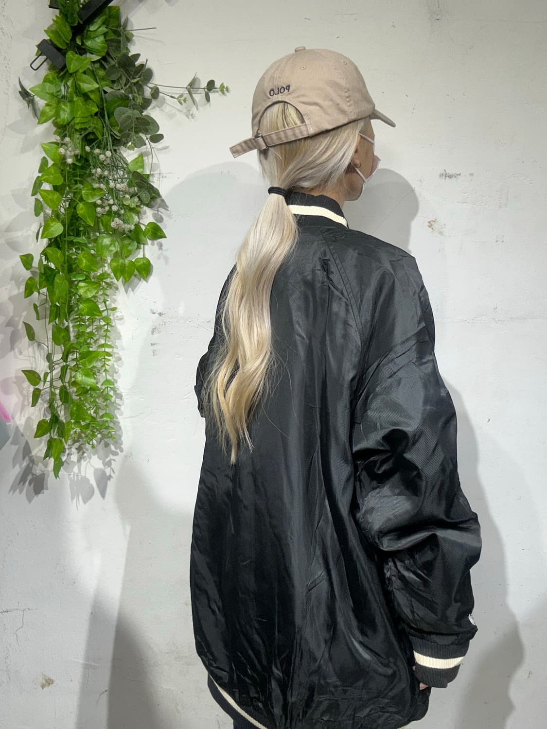 일본 빈티지 블랙 점퍼 빅 로고 자켓 XL 상품이미지5