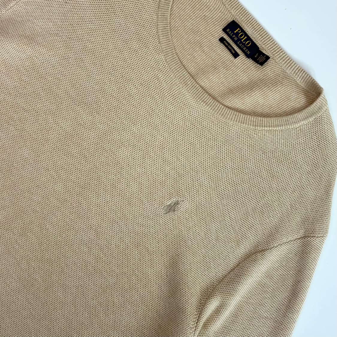 Polo 폴로 랄프로렌 신형 베이지 코튼 라운드 니트 상품이미지3