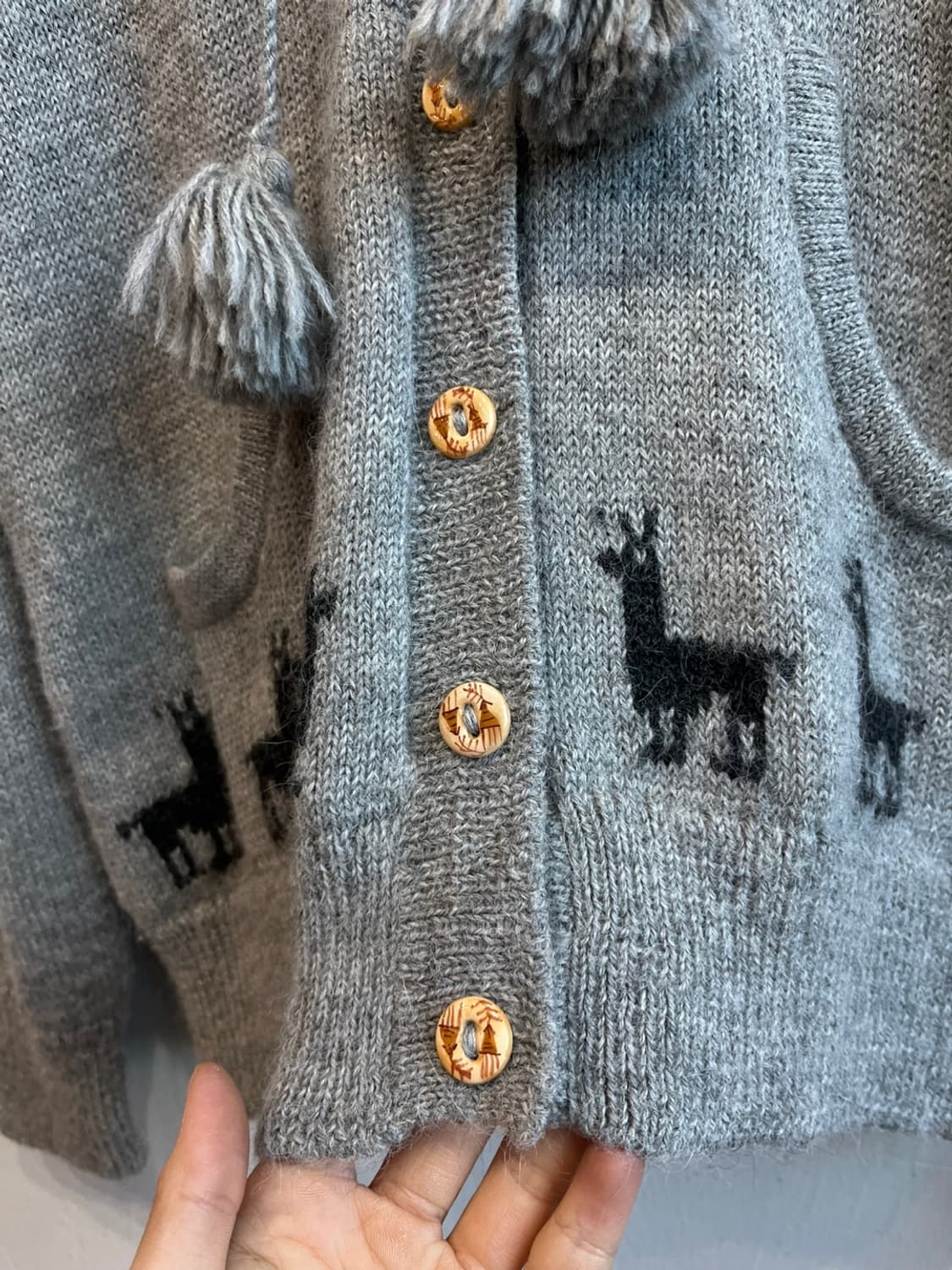 V Pacos 알파카100% 니트 후드 자켓 Made in PERU 상품이미지3