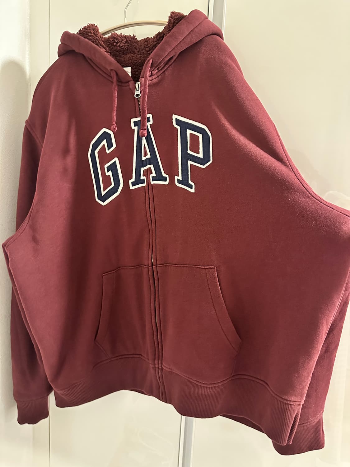 NCT 사쿠야 st 갭 GAP 버건디 기모 후드집업 XXXL 상품이미지1