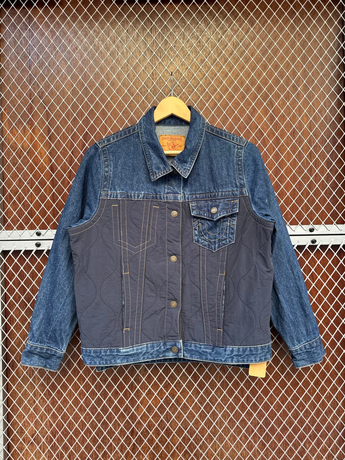 트루릴리전 데님 퀄팅 배색 청 자켓 M 상품이미지1