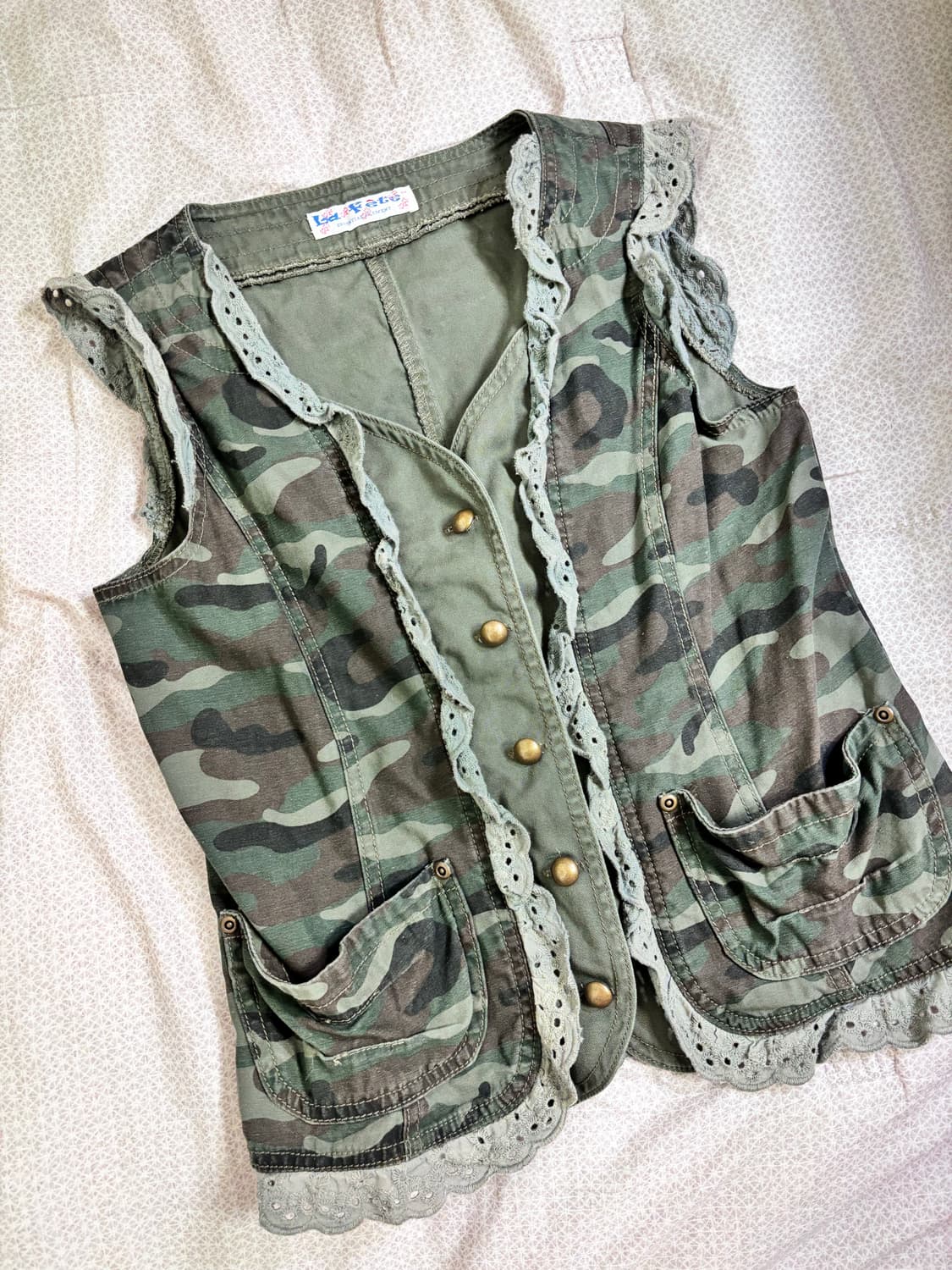 Japanese camo lace vintage vest 상품이미지3