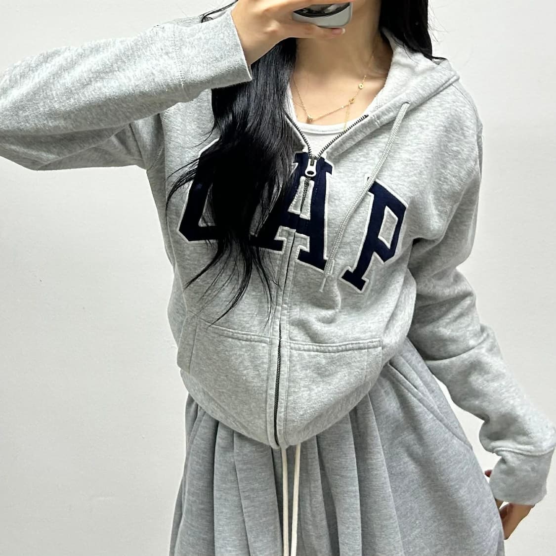 Gap 갭 그레이 폭닥 스웻 후드집업 희귀져지(XL) 상품이미지2