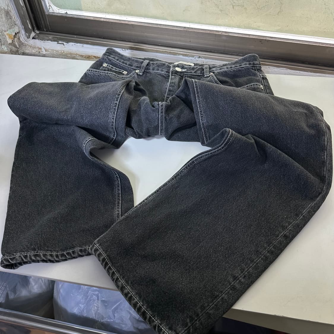 L 34 브랜디드 인스턴트데님 일자핏 빈티블래워시드 데님팬츠 상품이미지4