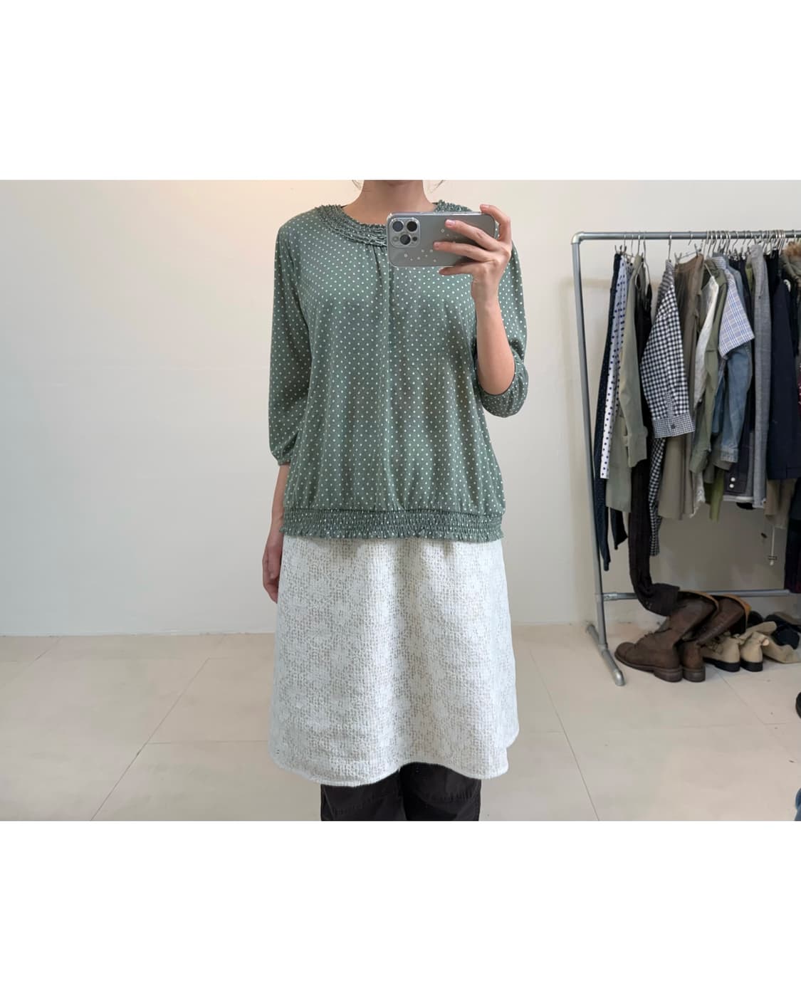 빈티지 도트 블라우스 상품이미지1