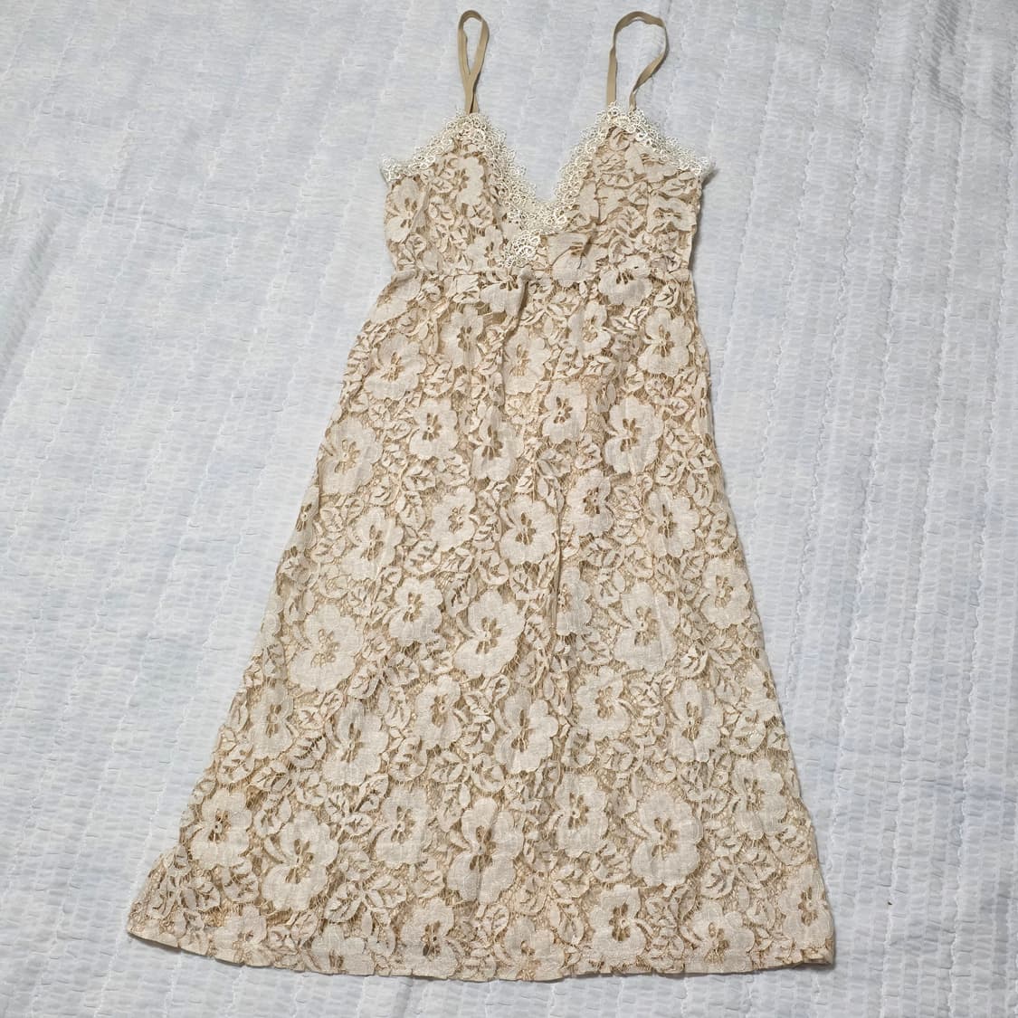 빈티지)플라워 레이스 시스루 자수 히메라떼갸루st 끈나시 동남아 원피스 상품이미지2