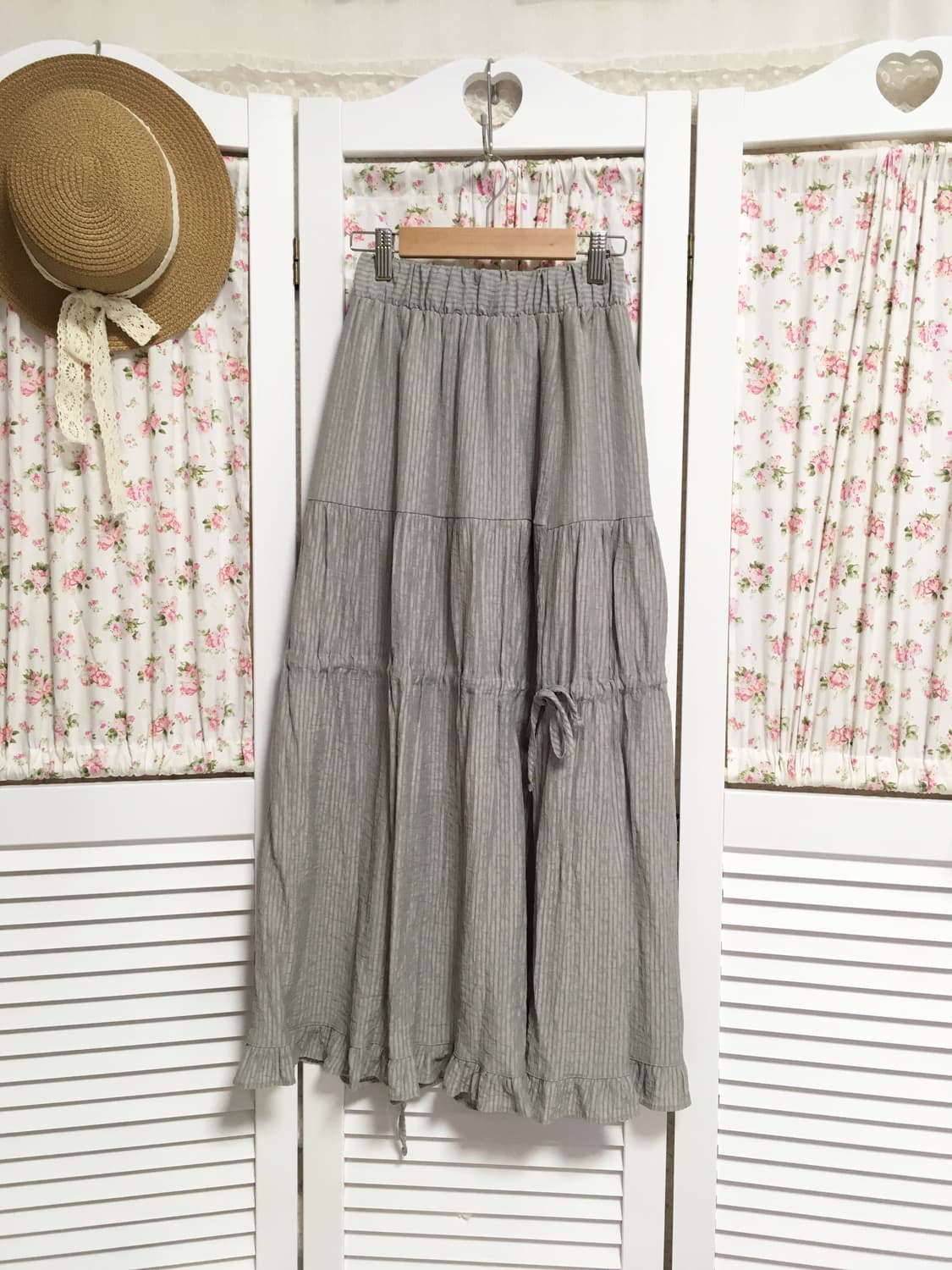 빈티지 소라그레이 리본 스커트 상품이미지1