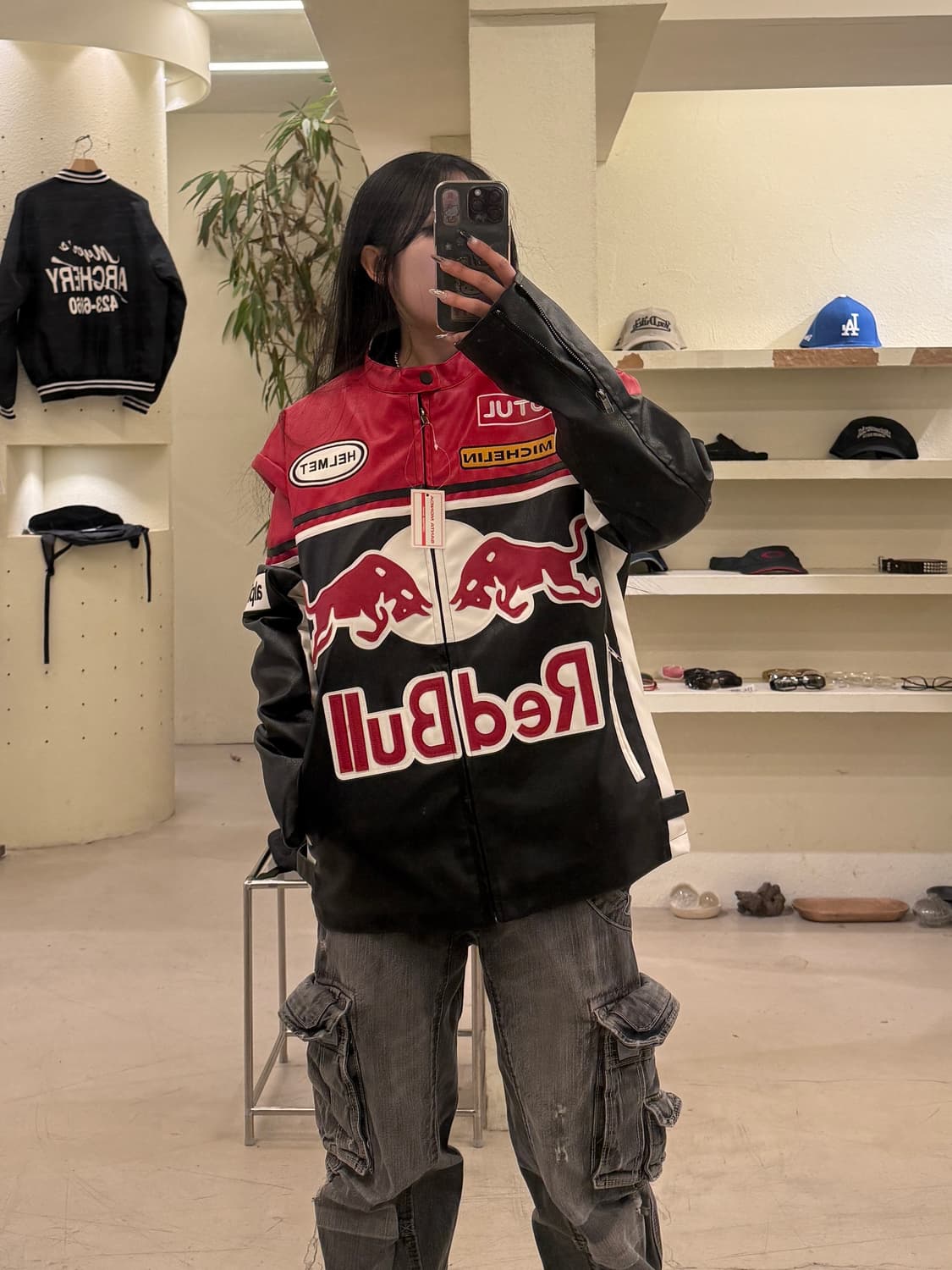 빈티지 레드불 빅로고 레더 레이싱 자켓 U677 상품이미지1