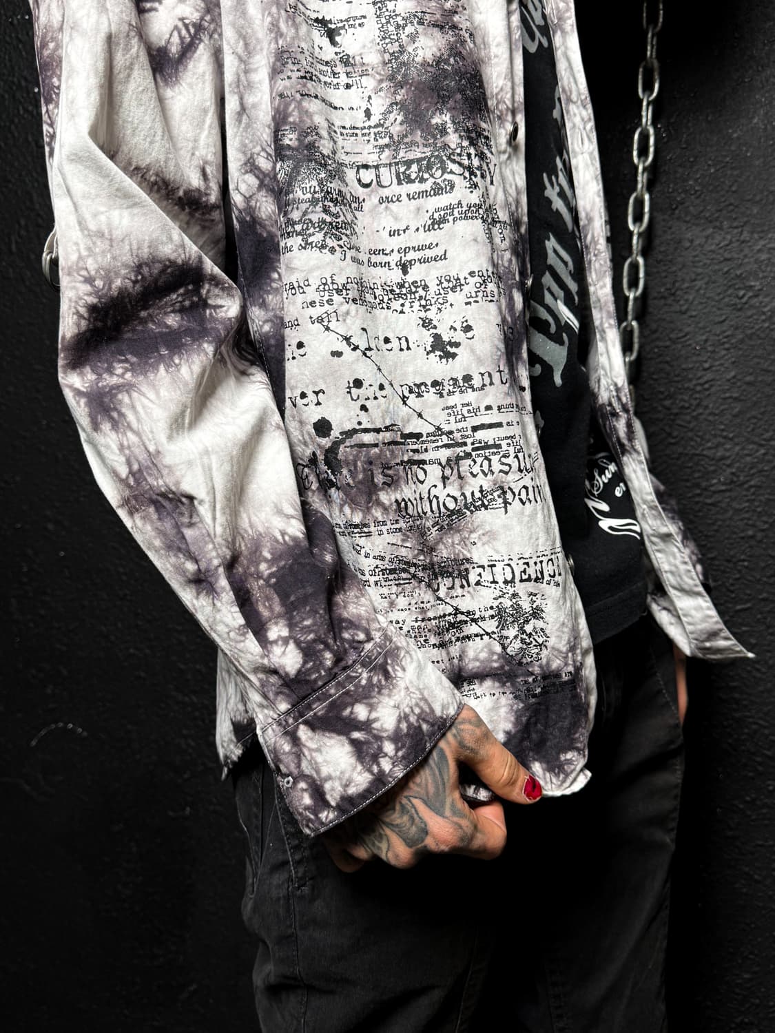 Tie-dye & Lettering Hooded Shirt Jacket  상품이미지4
