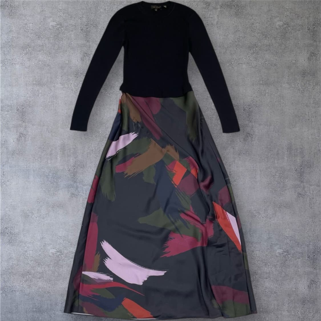 테드베이커 Ted Baker 블랙 골지탑 아트프린트 롱 원피스 0 상품이미지1