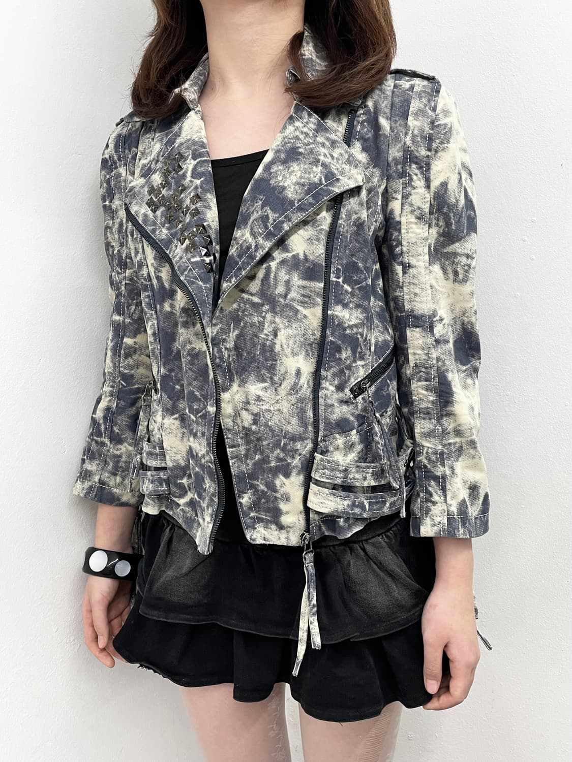 락시크 워싱 스터드 디테일 라이더자켓 상품이미지4