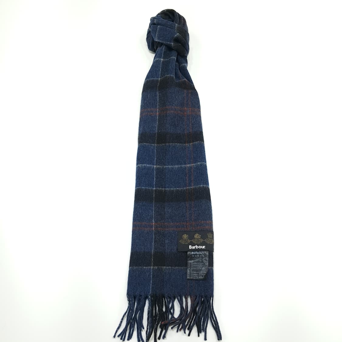 MX277 바버 네이비블랙 타탄체크 메리노울 캐시미어 목도리 머플러 상품이미지4