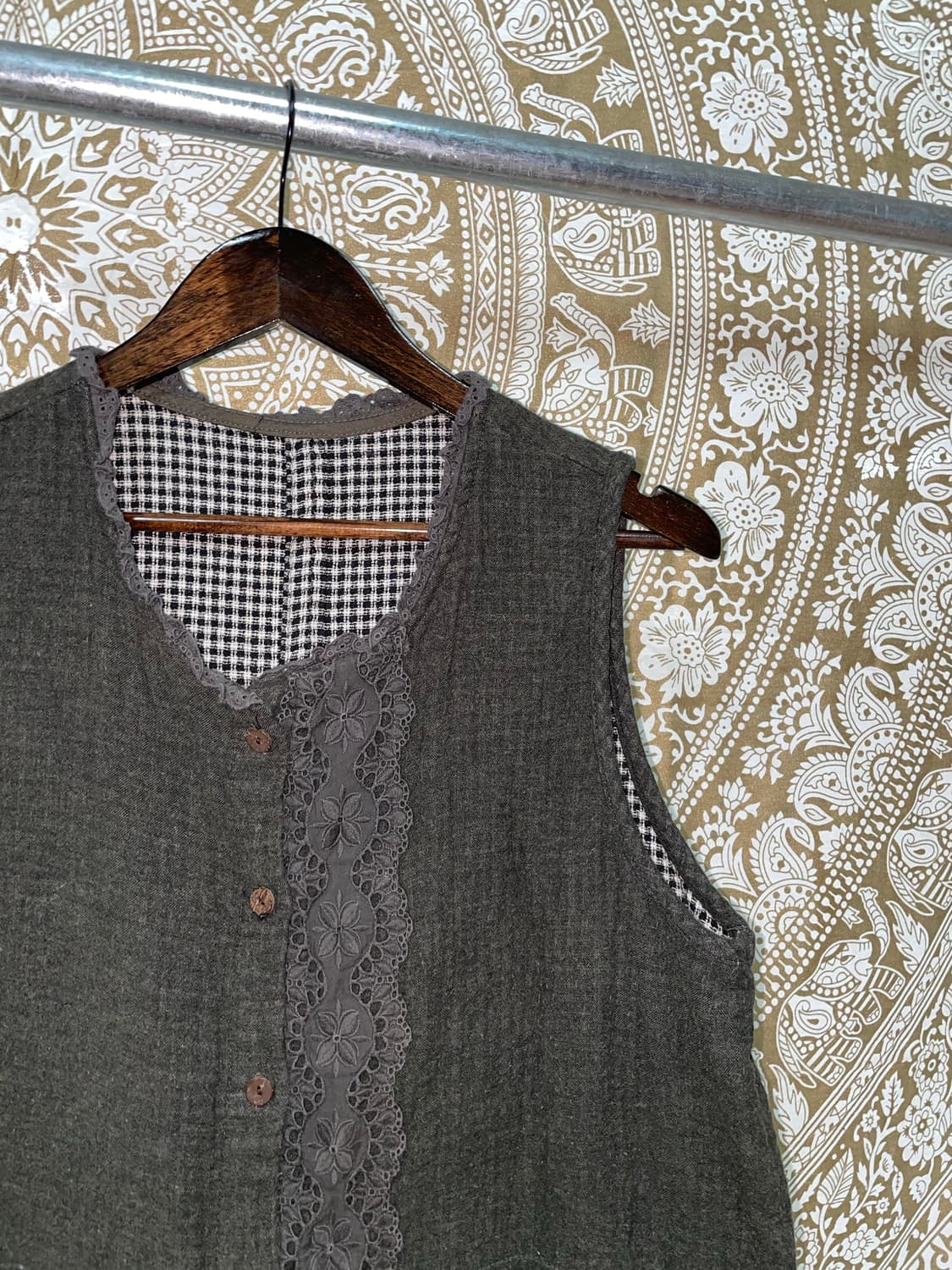 빈티지 여성 레이스 디테일 베스트 자켓  상품이미지4