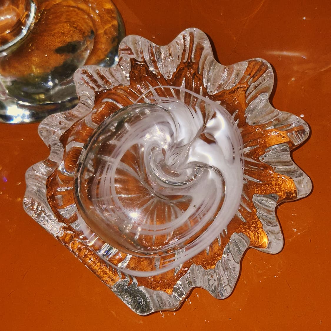 80s 이와사와 핸드블로운 마블 한송이 꽃병 상품이미지10