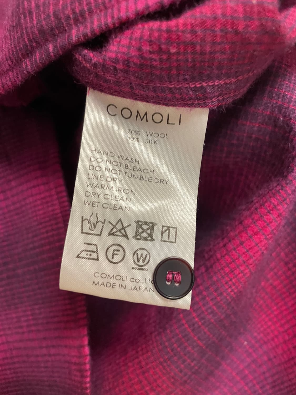 [2] 코모리 울실크 워크 체크 셔츠 핑크 상품이미지4