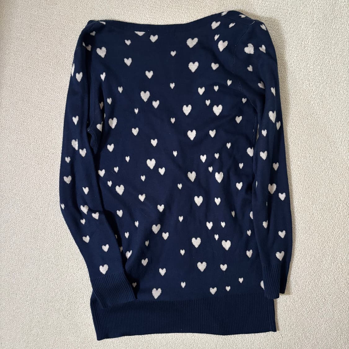 일본빈티지 sorridere 네이비 하트 도트 브이넥 가디건 상품이미지6