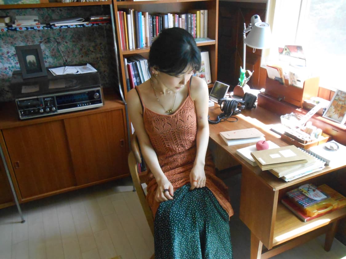 오렌지 니트 슬립 원피스 상품이미지1