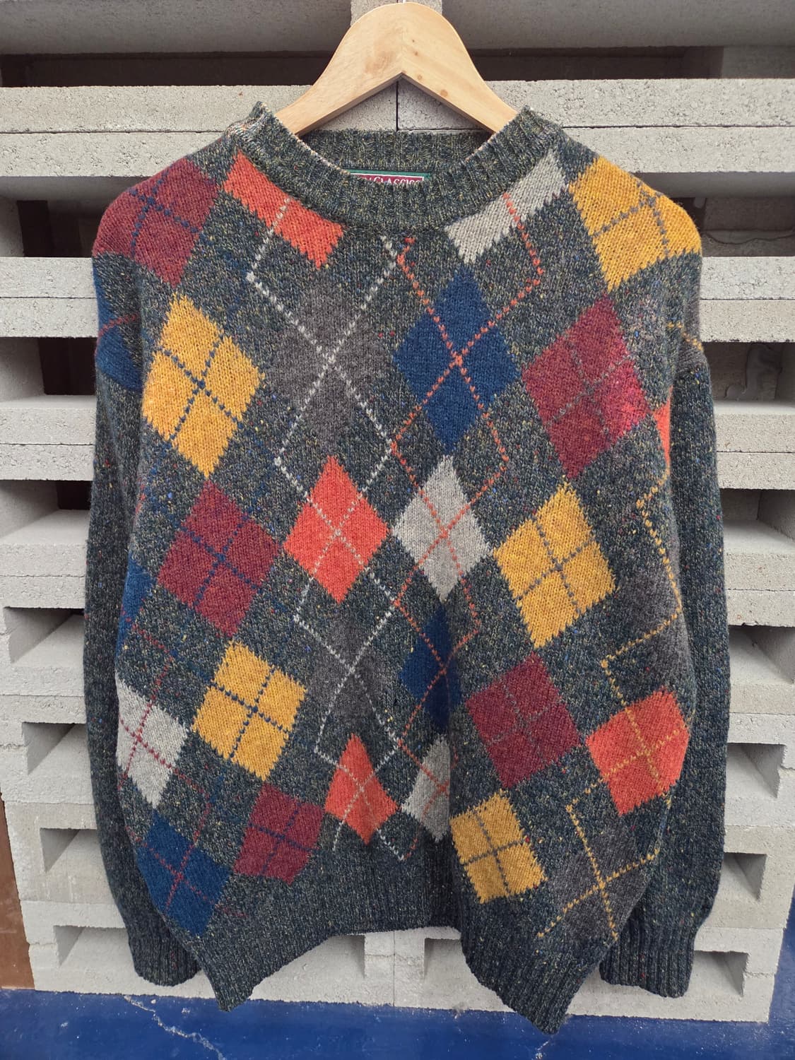 1990s Kerry Ireland 아일랜드 아가일 니트 상품이미지4