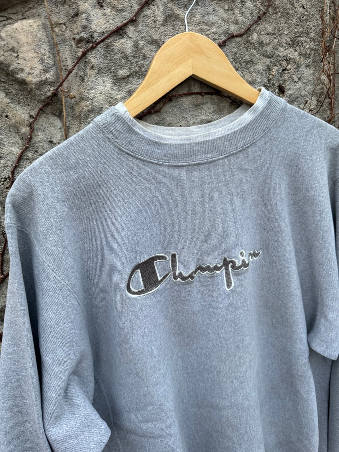 90s 챔피온 빈티지 리버스위브 자수로고 스웻 셔츠 맨투맨 그레이 상품이미지5