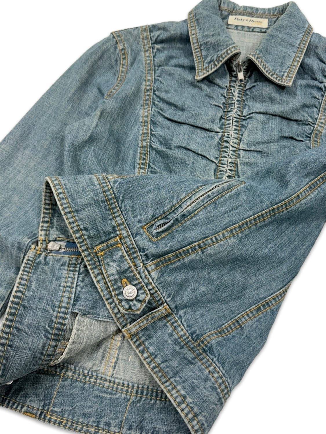 빈티지 Pinky & Dianne 셔링 데님 집업 자켓 상품이미지4