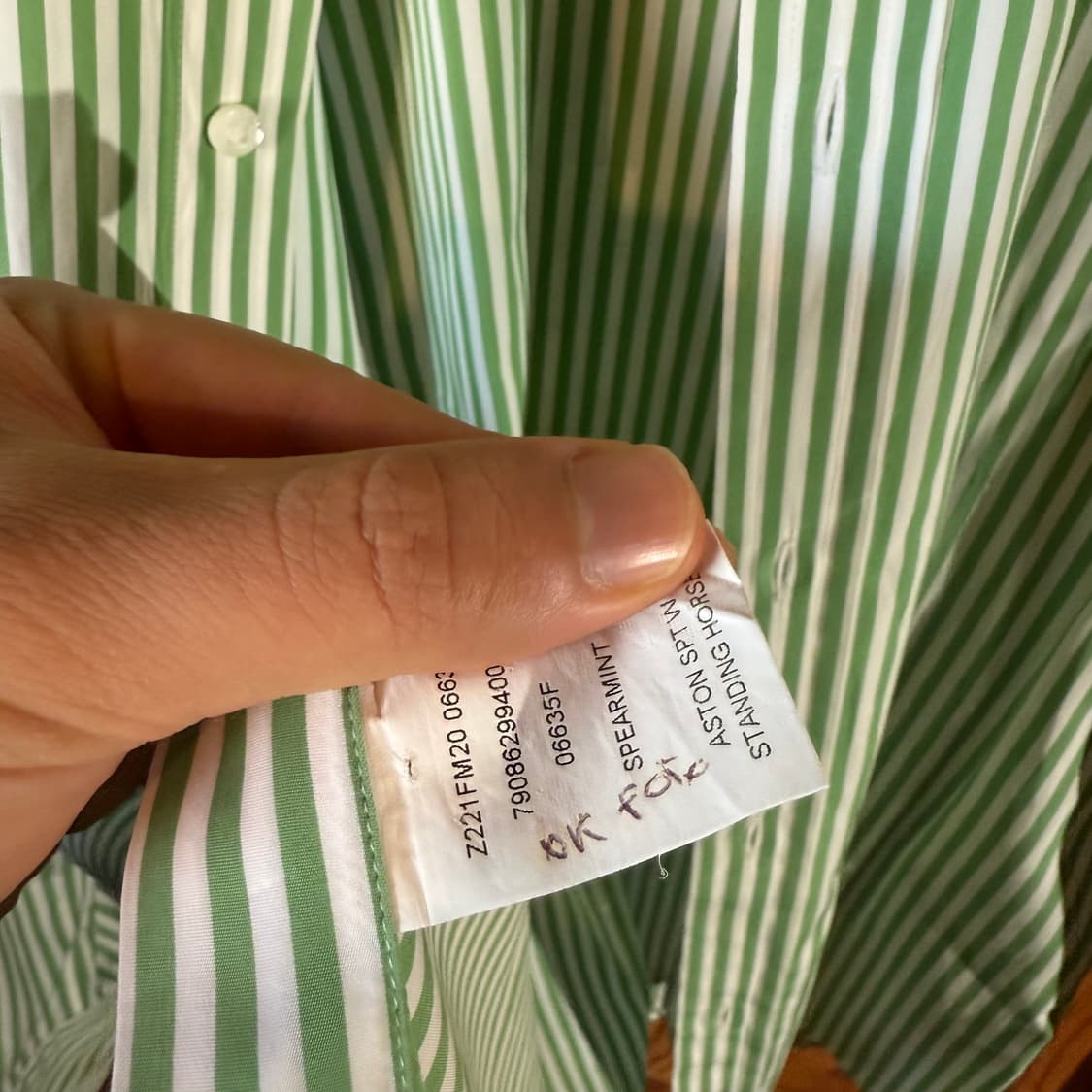 랄프로렌 퍼플라벨 그린 스트라이프 로고 드레스 셔츠 상품이미지4