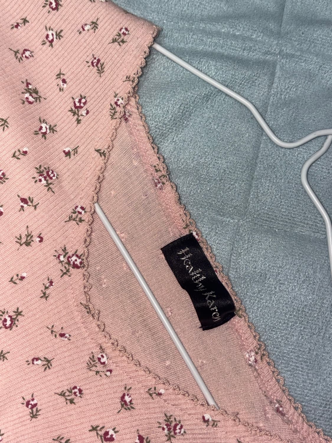 빈티지 잔꽃 모리 세미 브이넥 롱슬리브 니트 이너티 레이어드 복숭아 상품이미지3