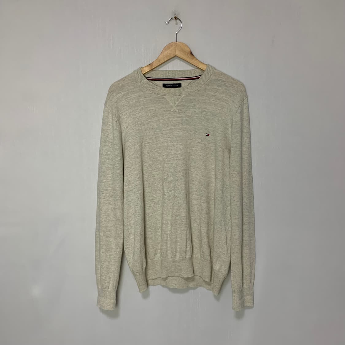 타미힐피거 크루넥 긴팔 니트 맨투맨 오트밀 L 남녀공용 상품이미지1