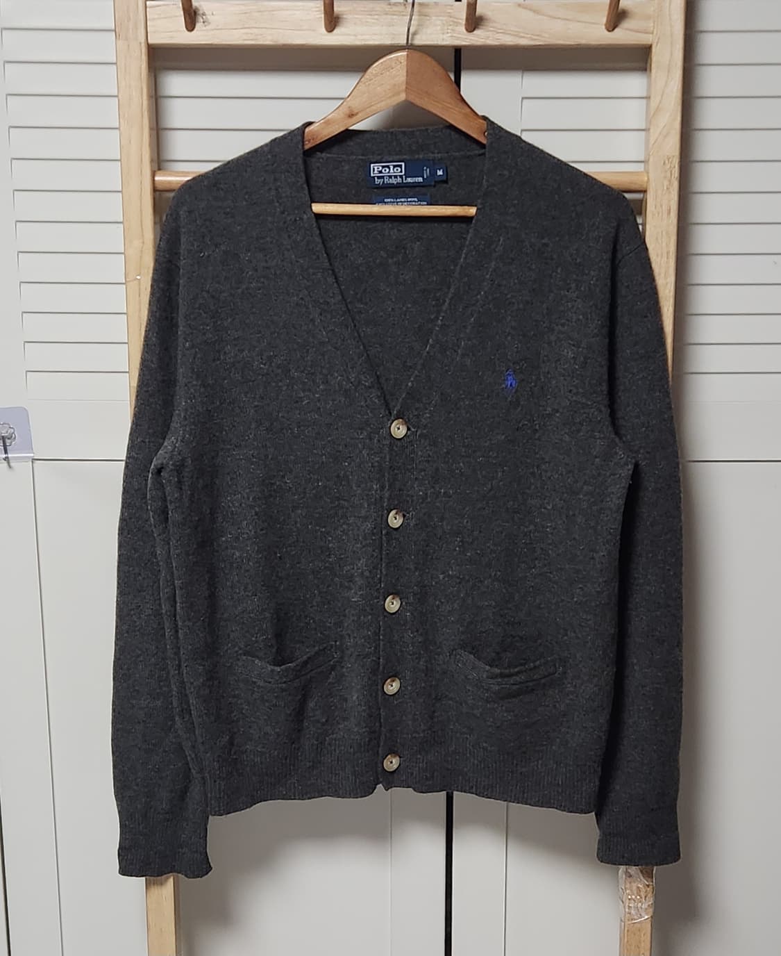 Polo 폴로 랄프로렌 로고 차콜 램스울 니트 가디건 상품이미지1