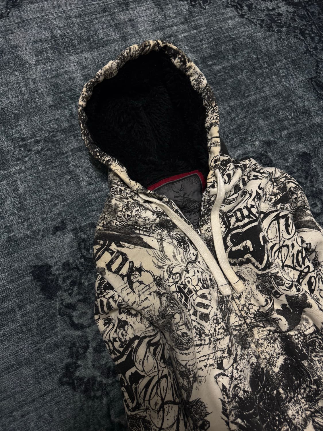 90s Fox racing printing fur hoodie 상품이미지2