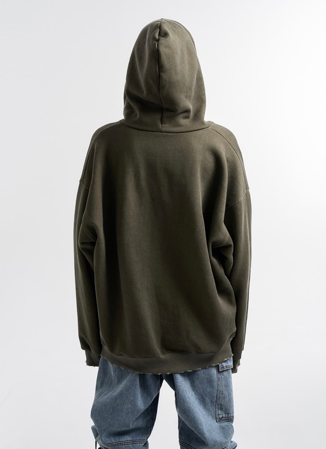 DAMAGE WIDE FIT ZIP-UP HOODIE KHAKI 상품이미지3