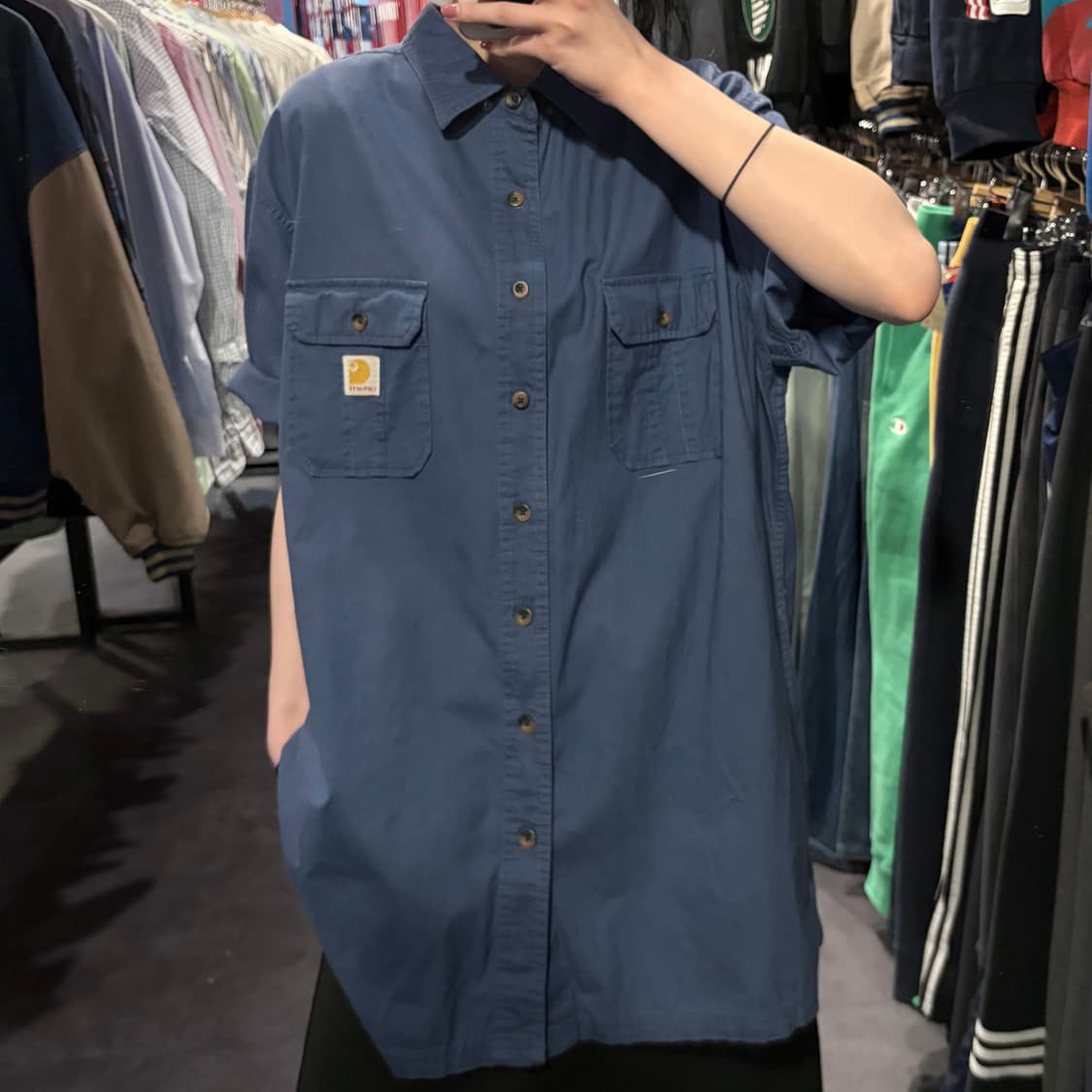 [IM] Carhartt 칼하트 투포켓 반팔 셔츠 블루 상품이미지1