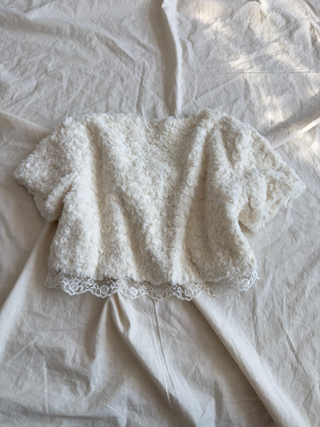 아이보리 폭닥 로걀 러블리 페어리 크롭 퍼 볼레로 상품이미지4