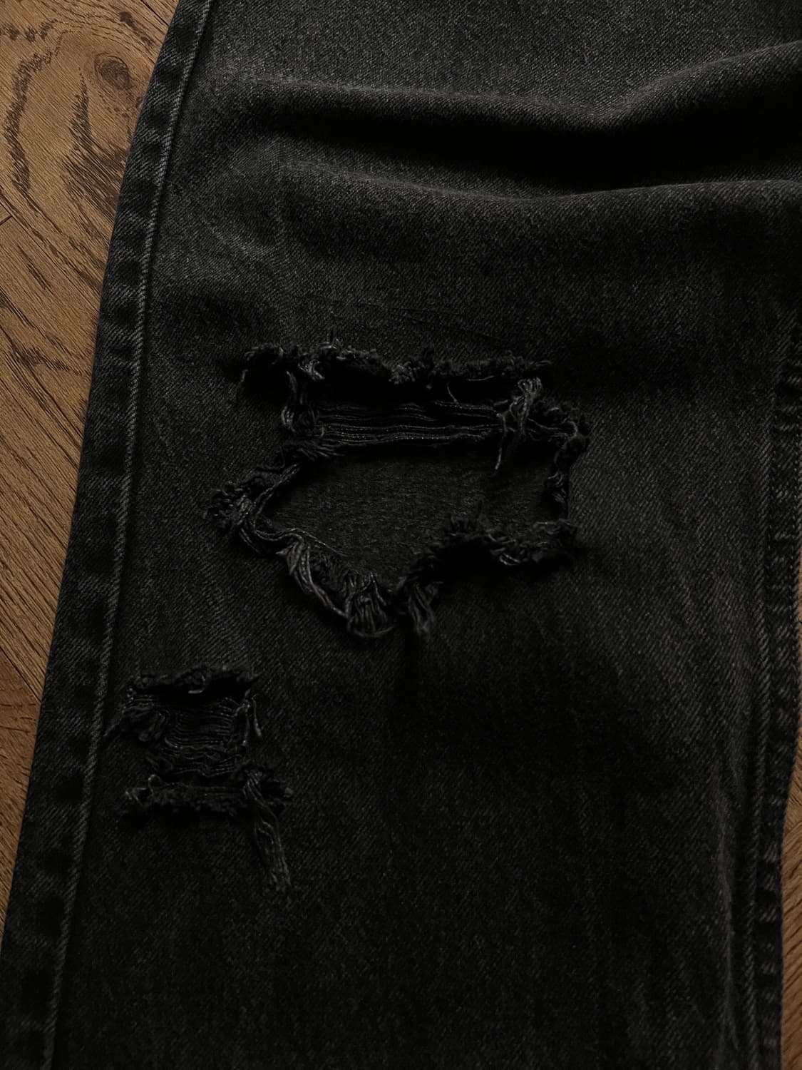 [34]00's 리바이스 USA 505 디스트로이드 흑청 데님 팬츠 상품이미지6