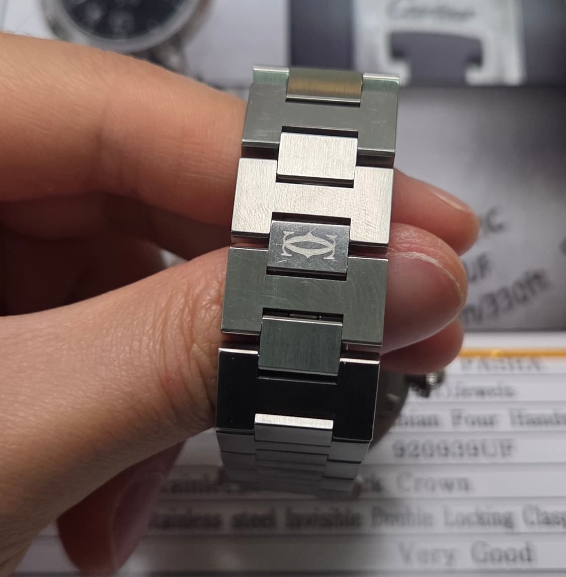 레어] 까르띠에 파샤 GMT 지구본 블랙판 빅데이트 36mm 브레이슬릿  상품이미지7