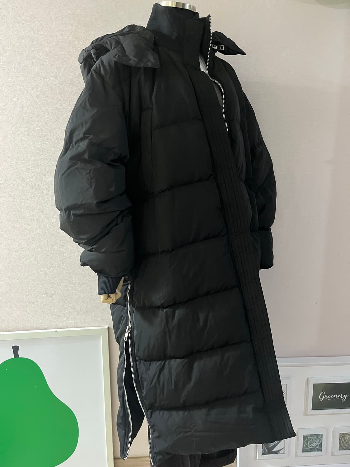 블랙오리털롱패딩 상품이미지2