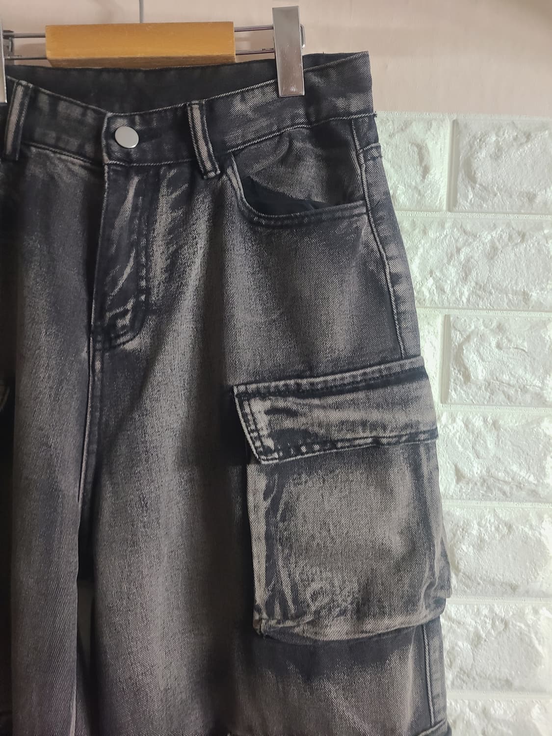 워싱 블랙 카고 데님 팬츠(30-31) 상품이미지5