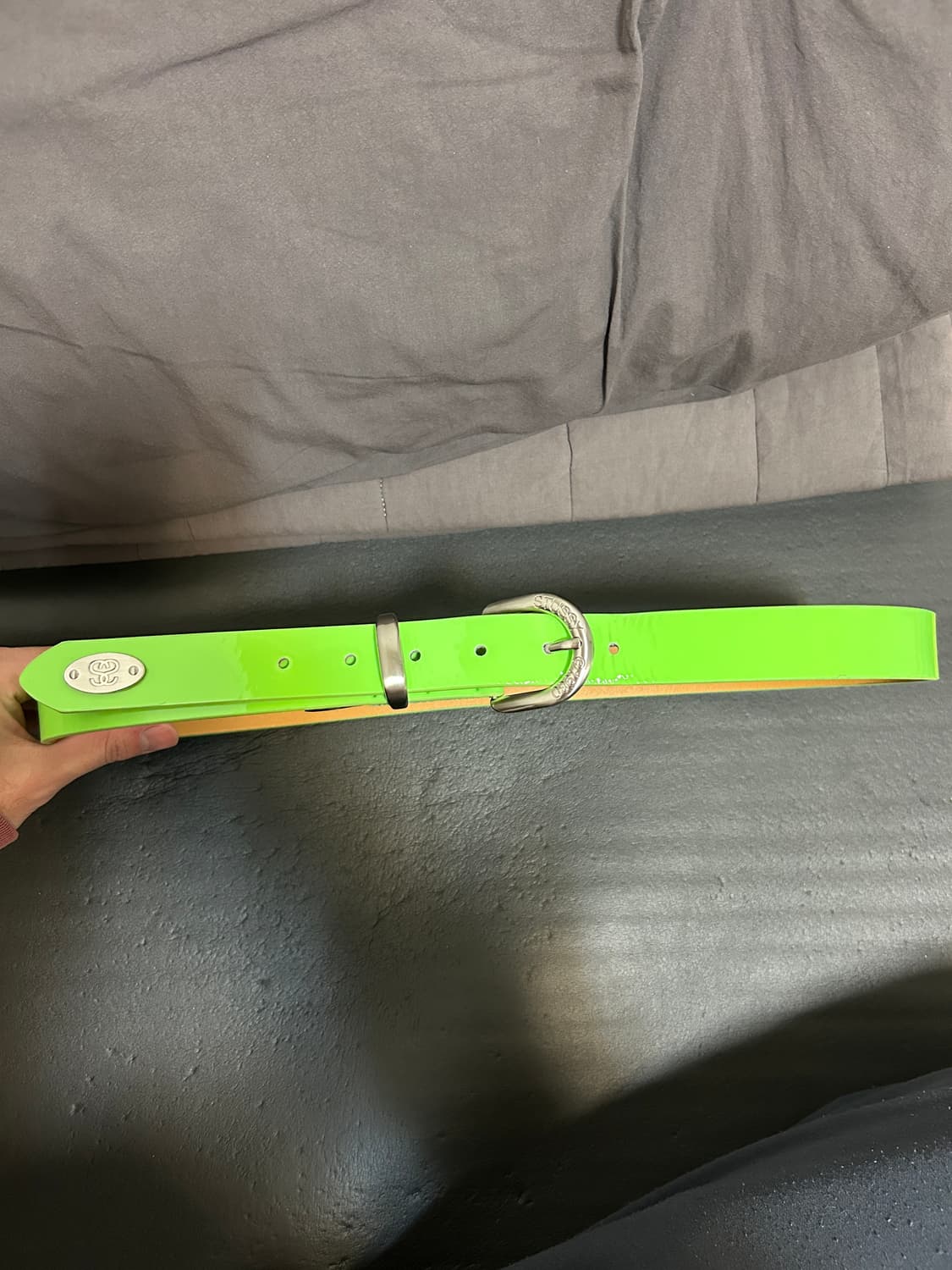 Stussy 스투시 레더 벨트 네온그린 상품이미지3