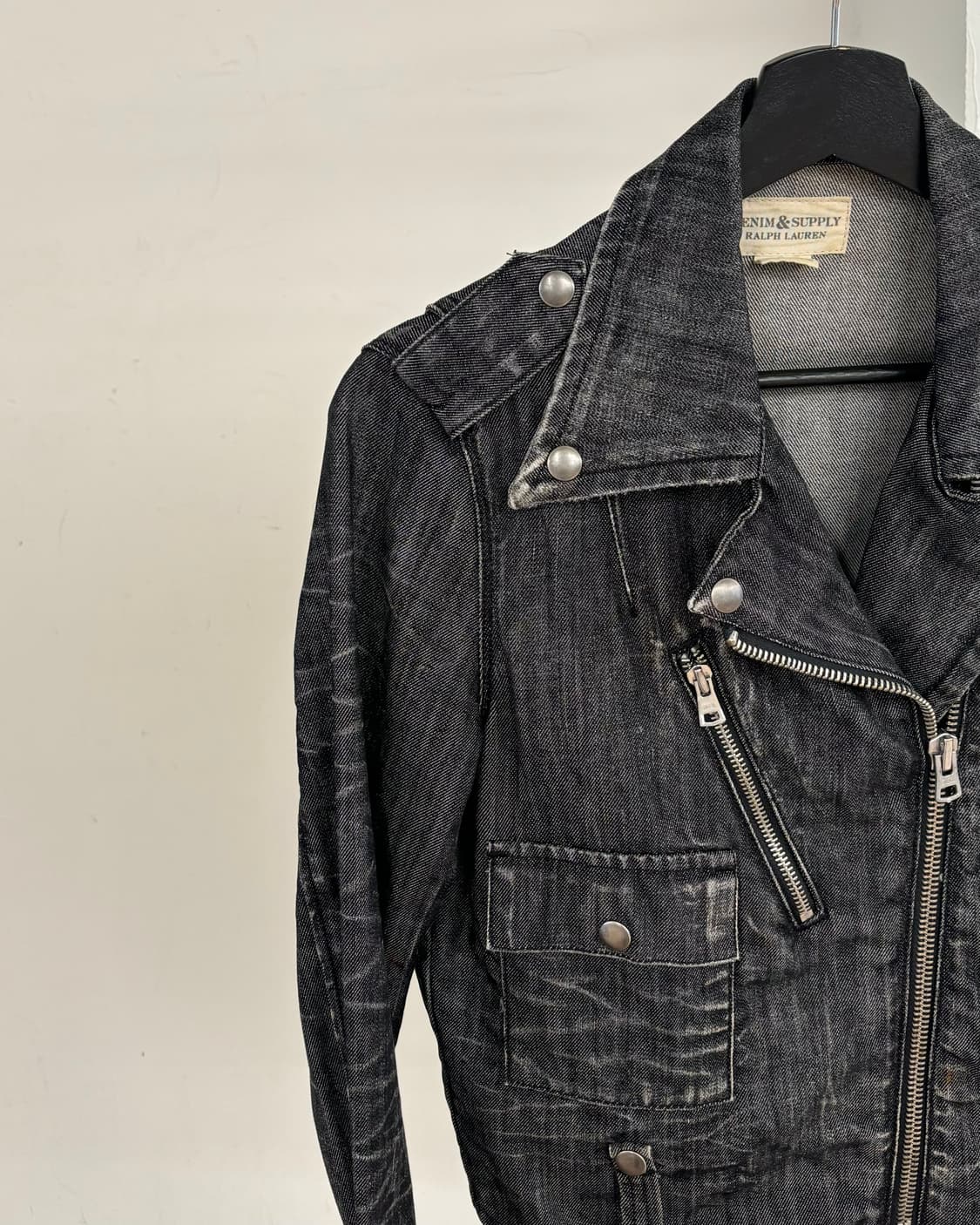 데님앤서플라이 랄프로렌 블랙 데님 바이커 자켓 상품이미지3