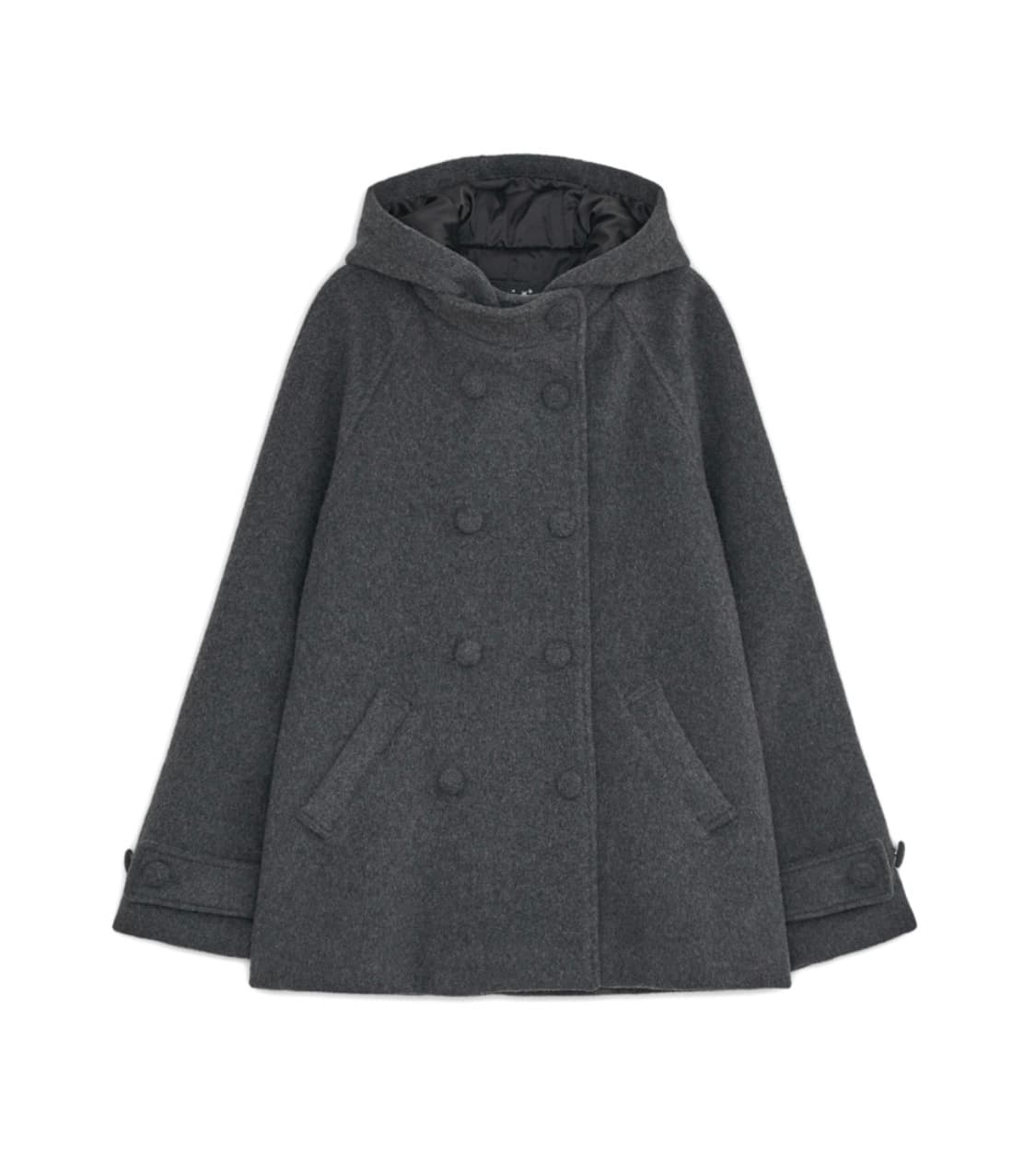 (단추 리뉴얼O) 허그유어스킨 하프 코트 차콜 상품이미지1