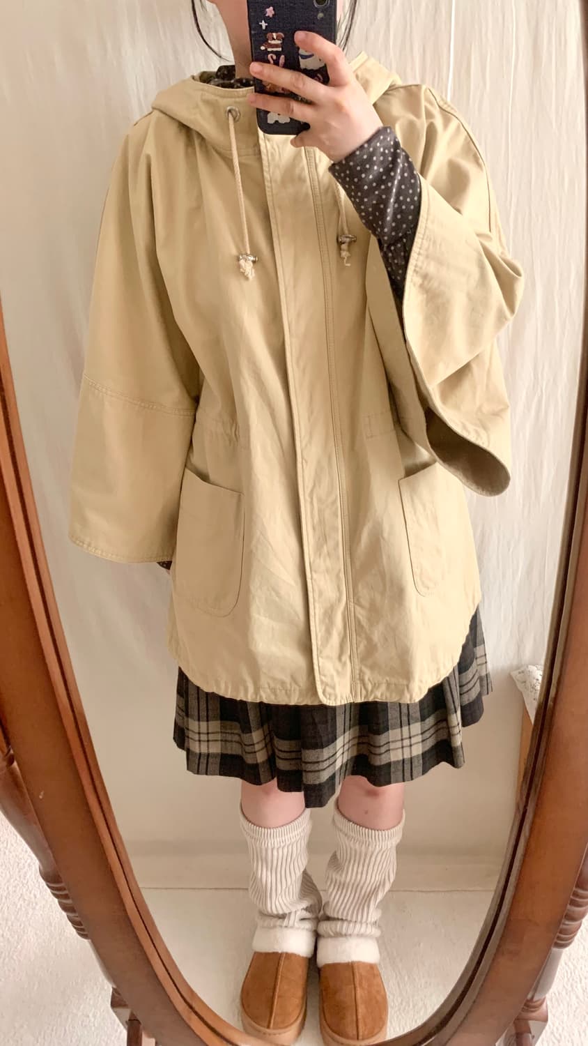 베이지 케이프 후드 야상 상품이미지3