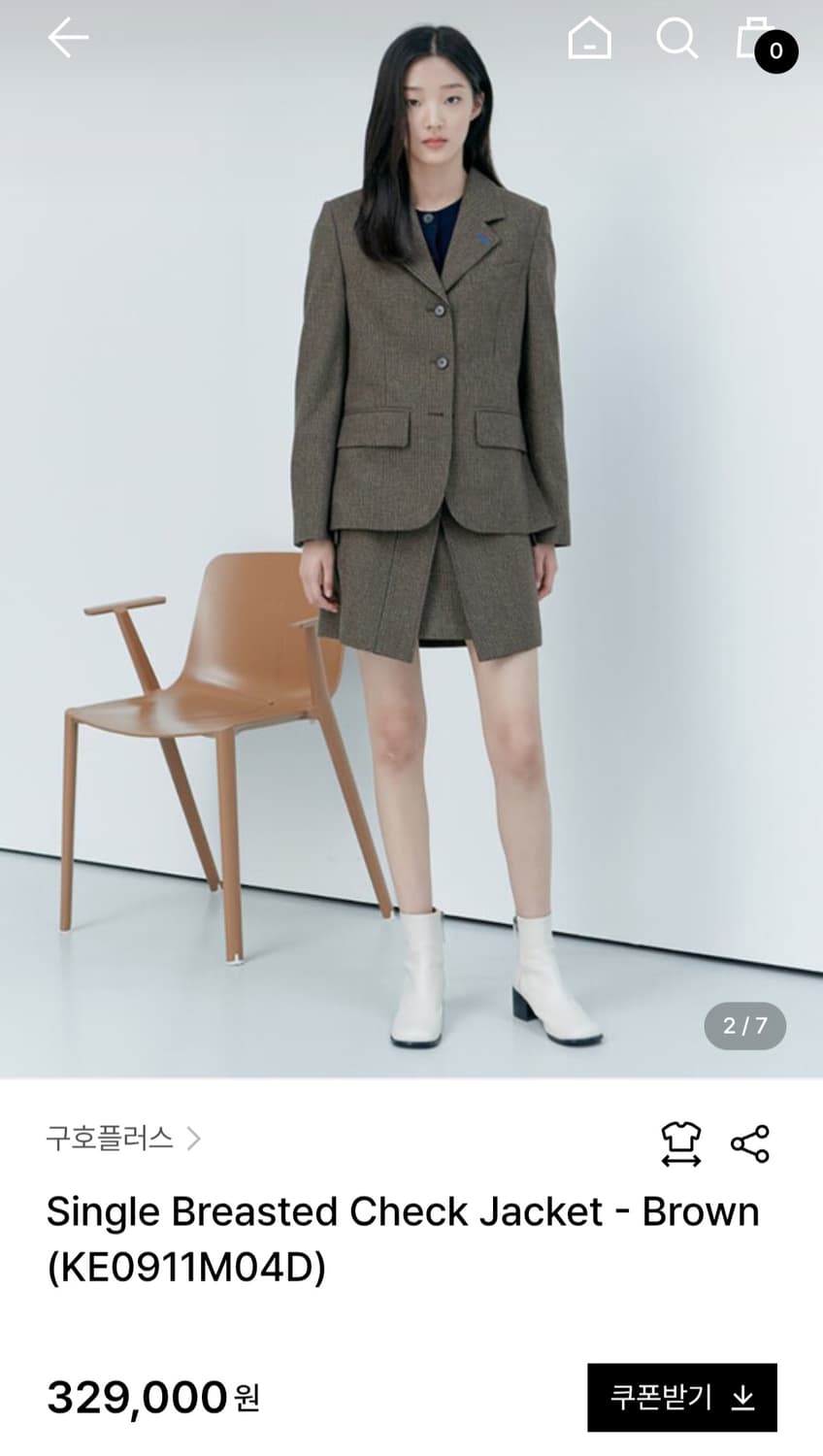 kuho plus 구호플러스 싱글 브라운 체크 자켓 82 상품이미지7