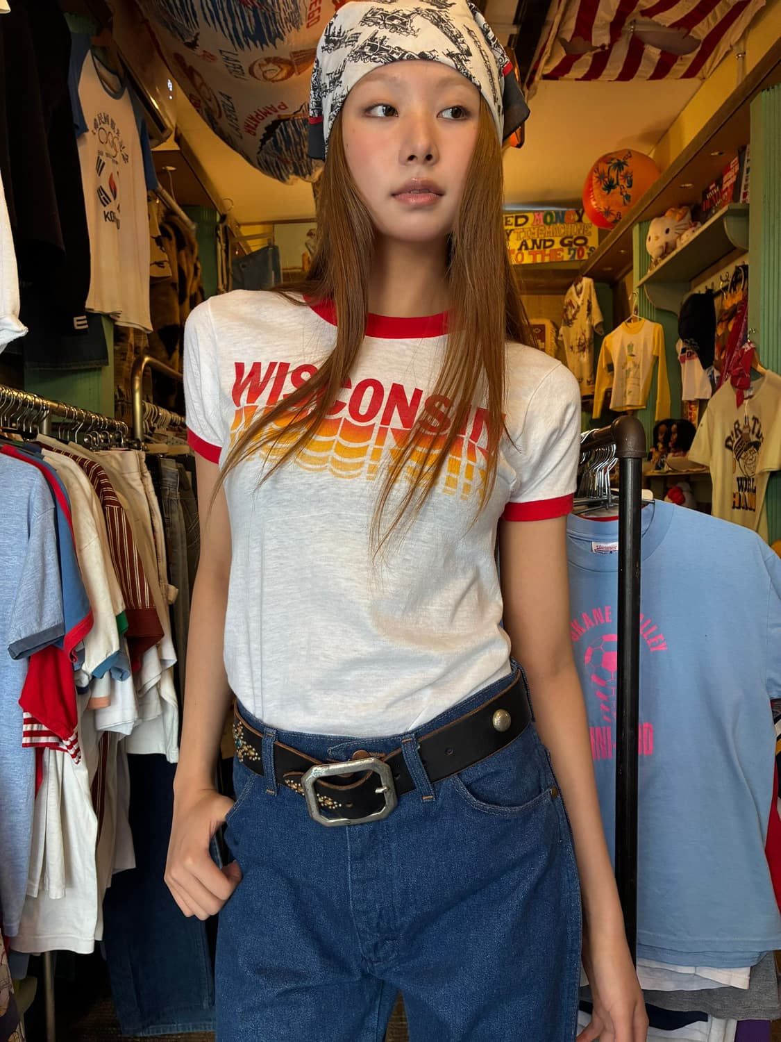 80’s Wisconsin Ringer Tee Made In USA 상품이미지1