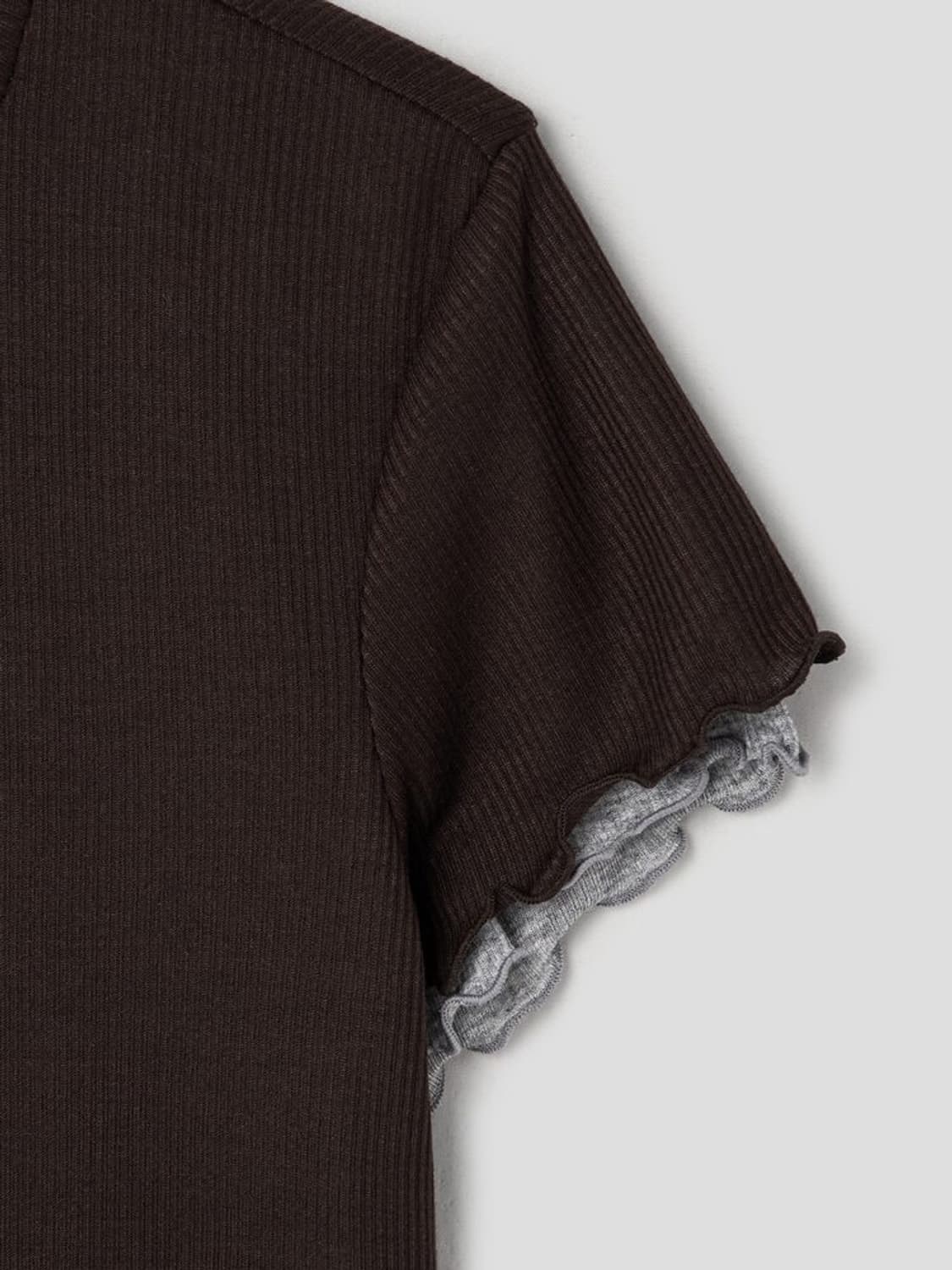 립조직 레이어드 티셔츠 - 브라운 상품이미지3