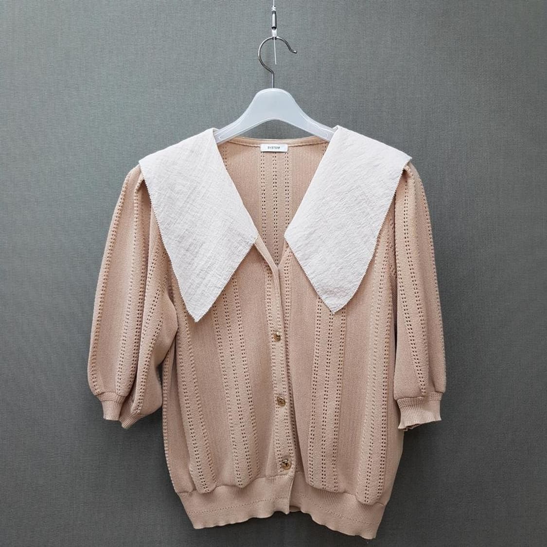 한섬 시스템 2022 빅카라 니트 가디건 S사이즈 상품이미지1