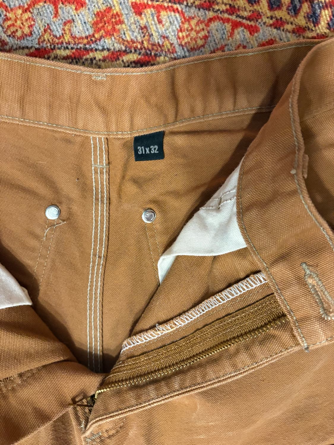 칼하트 더블니 브라운 워크 팬츠 made in usa 상품이미지4